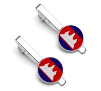 Kingdom of Cambodia Flags Tie Clip for Men, Classic Tie Men Pin Edges Clips for Business Anniversary Wedding And Daily Life