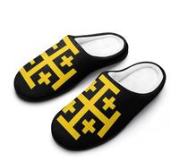 Kingdom of Jerusalem Flag Men's House Slippers Memory Foam Washable Cotton Slip on Home Shoes
