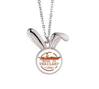 Kingdom of Thailand Kayaking Illustration Rabbit Necklace Pendant Bunny Animal Jewelry Gift