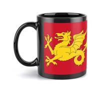 Kingdom of The West Saxons Wessex Flag Dragon Printed Black Ceramic Coffee Mug with Handle Tea Cup for Men Women Home Office