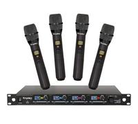 Kingdom SYSV52 1000 Channel UHF 4 Handheld V5 Wireless Microphone System with Individual Volume Control and is Designed for Operation Within 200 Feet of The Receiver