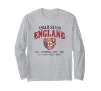 Kingdoms of Anglo-Saxon England Shield White Lettering Aged Long Sleeve T-Shirt