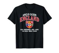 Kingdoms of Anglo-Saxon England Shield White Lettering T-Shirt