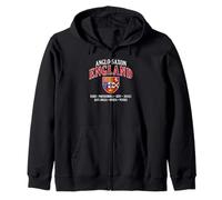 Kingdoms of Anglo-Saxon England Shield White Lettering Zip Hoodie