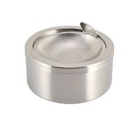 Kinger_Home Stainless Steel Ashtray with lid, Cigarette Ashtray for Indoor or Outdoor Use, Ash Holder for Smokers, Desktop Smoking Ash Tray for Home office Decoration (Matte silver)
