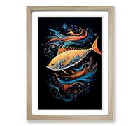 KingFish er Orphism Framed Wall Art Print A2 Oak