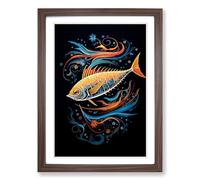 KingFish er Orphism Framed Wall Art Print A2 Walnut