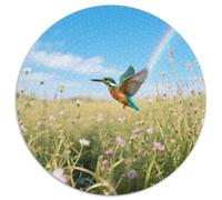 Kingfisher 1000 Piece Round Jigsaw Puzzle Multi-Skill Focus Logical Reasoning Visual Creativity Artistic Play Bird Decor Upgrade Unique Present 1000pcs (67.5x67.5cm)