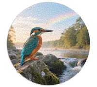 Kingfisher 1000 Piece Round Puzzle Advanced Level Puzzle Fans Strategic Planning Bird Framing Ready 1000pcs (67.5x67.5cm)