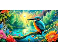 kingfisher 1000 Pieces Jigsaw Puzzle Recycled Paper Educational Game Challenge Fun Present & Activity for Home for Adults Kids 38x52cm/1000pcs