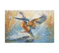 Kingfisher 1000 Pieces Jigsaw Puzzles Pet Bird For Men Educational Decompression Adults Anxiety Memory Care Mothers Valentines Gift Eco Friendly Material 1000 PCS