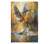Kingfisher 1000 Pieces Set Classic Jigsaw Puzzle Pet Bird Teen Fans 14-18 Yrs Logic Skill Leisure Adventure Valentines Gift Eco-friendly Recycled Cardboard 1000 PCS