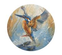 Kingfisher 120 Piece Circular Jigsaw Puzzle Pet Bird Animal Shape Durable Large Format Puzzle Stress Relief Home Decor Educational AgesChallenging 120 PCS