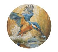 Kingfisher 120 Piece Round Puzzle Pet Bird Animal Shape Family Stress Relief Puzzle Home Decor Creative Brainteaser Creative Challeng Educational 120 PCS