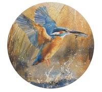 Kingfisher 195 Piece Circular Jigsaw Puzzle Pet Bird Animal Shape Stress Relief Puzzle Educational for All Ages Home Decor Challenging 195 PCS