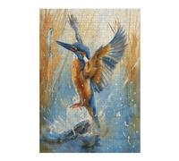 Kingfisher 300 Pc Classic Jigsaw Puzzle Pet Bird Puzzle for Adults Hard Challenging Hobby Home Decor Poster Smooth Wooden Cardboard 300 PCS