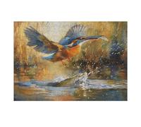 Kingfisher 300 Piece Jigsaw Puzzle Pet Bird For Men Educational Decompression Adults Anxiety Memory Care Mothers Valentines Gift Sturdy Paperboard 300 PCS