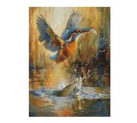 Kingfisher 500 Pc Classic Jigsaw Puzzle Pet Bird Puzzle for Adults Hard Challenging Hobby Home Decor Poster Smooth Wooden Cardboard 500 PCS