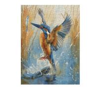 Kingfisher 500 Pieces Premium Jigsaw Puzzle Pet Bird Adult Jigsaws Educational Challenge Mental Exercise Winter Gift Precision Cut Board 500 PCS