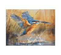 Kingfisher 500 Pieces Set Classic Jigsaw Puzzle Pet Bird Couple Puzzle Partners Mind Relaxation Wall Decor Easter New Year Recycled Cardboard 500 PCS