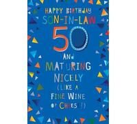 Kingfisher 50th Birthday Card for Son-in-Law, Humorous Wine and Cheese Design, 15 x 23 cm