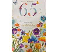 Kingfisher 65th Birthday Card, Floral Design with Butterflies and Gold Foil, with Envelope