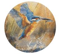 Kingfisher 68 Piece Circular Jigsaw Puzzle Pet Bird Animal Shape Pieces Challenging Brainteaser for Adults Premium Home Decor Gift 68 PCS