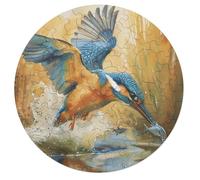 Kingfisher 68 Piece Circular Jigsaw Puzzle Pet Bird Animal Shape Premium Home Decor Stress Relief Puzzle for All Ages Creative Challeng Challenging 68 PCS
