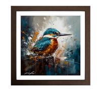 Kingfisher Abstract Expressionism No.2 Framed Print | 18x18 Inch Walnut Framed Wall Art | Ready to Hang | Eclectic Historical Picture | Living Room Bedroom Lounge Office