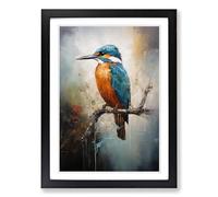 Kingfisher Abstract Framed Print | A2 Black Framed Wall Art | Ready to Hang | Abstract Fantasy Picture | Living Room Bedroom Lounge Office