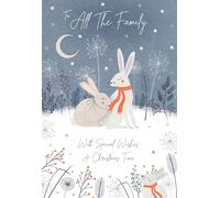 Kingfisher All The Family Christmas Card, Single - Christmas Cards with a Contemporary Rabbits in the Snow Design and Special Finish - Eco-Friendly Xmas Card with Envelope