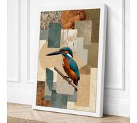 Kingfisher Among Geometry Canvas Wall Art Print 18x12 Inch (46 x 30 cm)