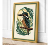 Kingfisher Among Leaves Canvas Wall Art Print 18x12 Inch (46 x 30 cm)