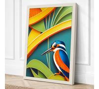 Kingfisher Among Leaves Canvas Wall Art Print 24x16 Inch