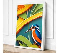 Kingfisher Among Leaves Canvas Wall Art Print 24x16 Inch