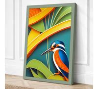 Kingfisher Among Leaves Canvas Wall Art Print 24x16 Inch