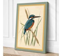 Kingfisher Among Reeds Canvas Wall Art Print 24x16 Inch