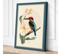 Kingfisher and Blossom Canvas Wall Art Print 18x12 Inch (46 x 30 cm)