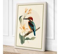 Kingfisher and Blossom Canvas Wall Art Print 18x12 Inch (46 x 30 cm)