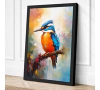 Kingfisher at Dawn Boho Canvas Wall Art Print 24x16 Inch