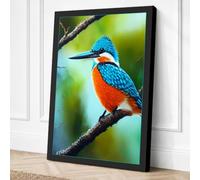 Kingfisher at Rest Canvas Wall Art Print 24x16 Inch
