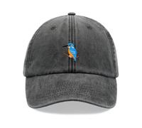 Kingfisher Baseball Cap Vintage Washed Unisex Dad Hat Adjustable Black