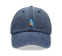 Kingfisher Baseball Cap Vintage Washed Unisex Dad Hat Adjustable Blue Denim