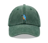 Kingfisher Baseball Cap Vintage Washed Unisex Dad Hat Adjustable Bottle Green
