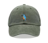 Kingfisher Baseball Cap Vintage Washed Unisex Dad Hat Adjustable Olive