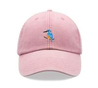 Kingfisher Baseball Cap Vintage Washed Unisex Dad Hat Adjustable Pink
