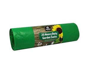 Kingfisher BBGS1 60 Litre Heavy Duty Garden Sacks Rubbish Waste Refuse Bag Green (4 x 25 Bags)