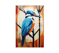 Kingfisher Bird Abstract Constructivist Style in Bold Colors Canvas Poster Wall Art Decor Print Picture Paintings for Living Room Bedroom Decoration 16x24inch(40x60cm)