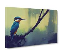 Kingfisher Bird Art Canvas Wall Art Print 30x20 Inch