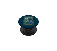 Kingfisher Bird Art Nouveau Iris Flower PopSockets Adhesive PopGrip